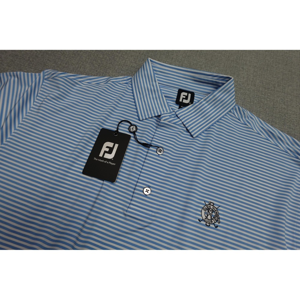 FootJoy Golf Polo Mens XL Blue Stripe Glen View Club Chicago Crime Commission